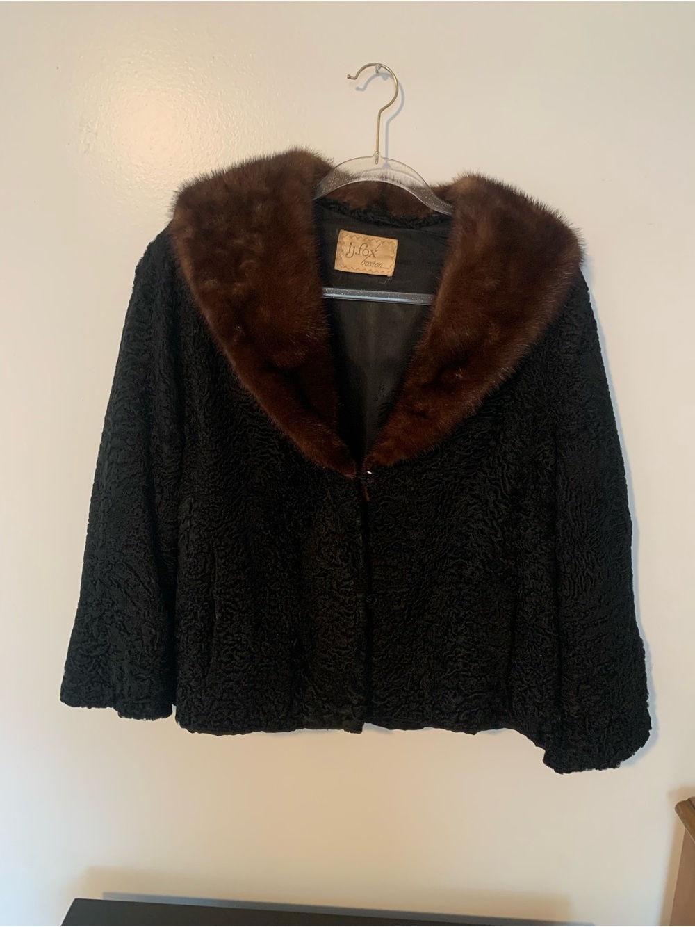 I.J.Fox Boston striking combination of two  vintage materials Persian lamb/fur